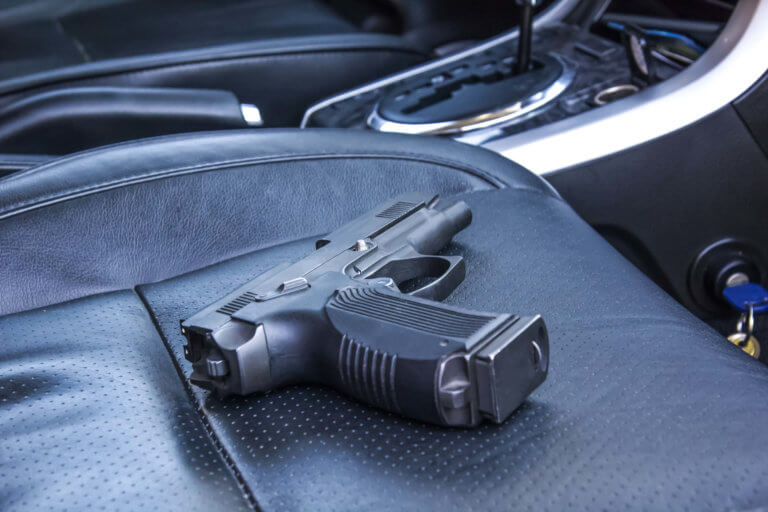 gun on car seat